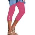thumbnail image 7 of Stamzod Womens Capri Pants Summer Solid Color High Waisted Capri Leggings Casual Slim Fitting Plus Size Capris for Women Pink B XL, 7 of 7