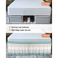 thumbnail image 7 of Turquoise Beige Stripe Wrap Around Bed Skirts for King Bed 18" Drop,Bed Skirt with Adjustable Elastic Belt Dust Ruffle Bed Valance for Bedroom Hotel Modern Art Horizontal Striped Bed Frame Cover, 7 of 7