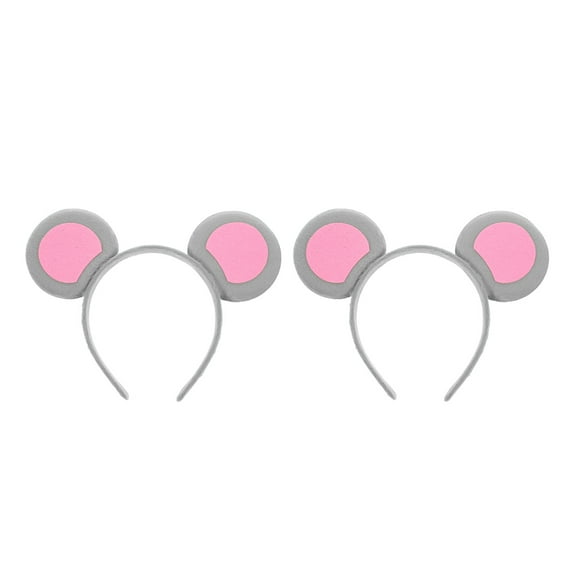 Masteelf  2 Pcs Adorable Cartoon Mouse Headband Animal Ears Headbands for Women Woman Grey