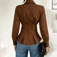thumbnail image 6 of Hurxie Waist Tops for Women Wrap Top Fitted Button Down Shirt Wrap Top Long Sleeve Blouse Casual Outfits, 6 of 7