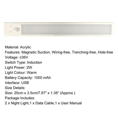 

Limei Induction Night Lamp 1 Set Illumination Magnetic Suction Practical Smart Motion Sensor Bedside Wardrobe Light