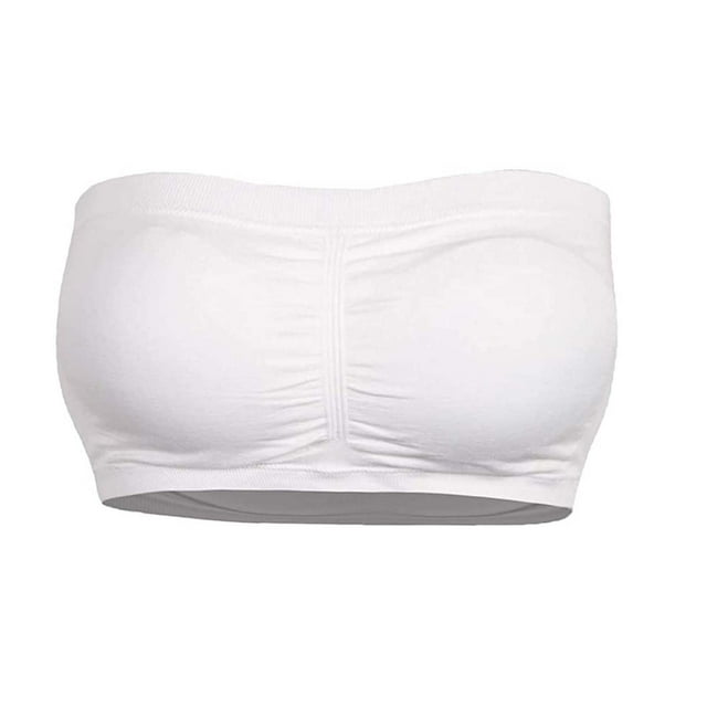 Dsscvnef Tube Tops Double Women Plus Size Strapless Bra Bandeau Tube Removable Padded Top Stretchy Padded Bandeau Bra plus Size Transparent Top for Women