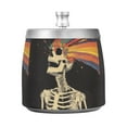 thumbnail image 7 of Yayeee Ashtray with Lid for Cigarette Smokeless Stainless Steel Home Ash Holder, Black Skeleton, 7 of 7
