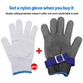 thumbnail image 1 of Guantes resistentes a cortes (XXL) Guantes de trabajo de seguridad de carnicero de alambre de acero inoxidable para cortar, rebanar, picar y pelar, con guante de nailon, 1 of 5