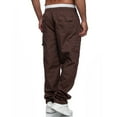 thumbnail image 6 of MRULIC jeans for men Pants Multi-pocket Pants Fitness Sports Men's Straight-leg Overalls Men's pants Men Cargo Pants Brown + XXL, 6 of 9