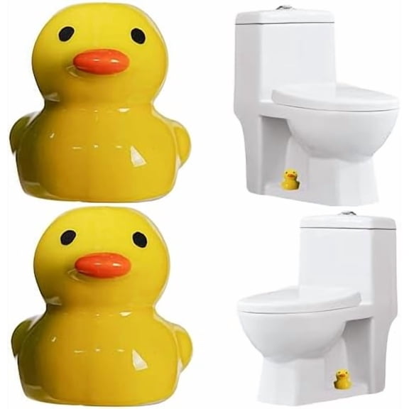 Ceramic Duck Toilet Bolt Caps, Cute Duck Toilet Bolt Covers, Toilet Replacement Parts Decorative Bathroom Accessory (Duck)