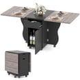 thumbnail image 1 of Costway Table à Manger Pliant avec Roues Verrouillables, 2 Tiroirs et 2 Armoires pour Petits Espaces Noir + Gris, 1 of 10