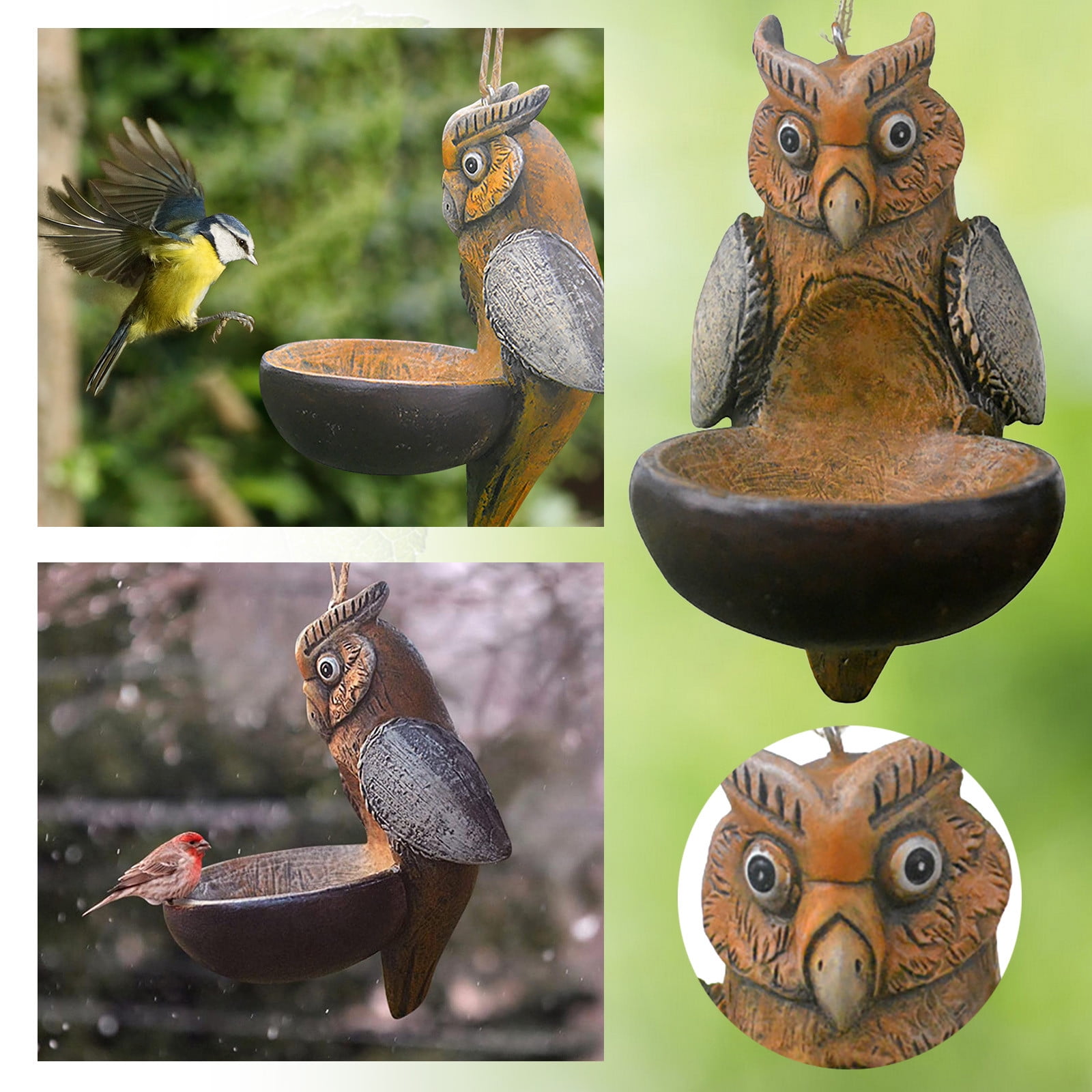 Cptfadh Garden Owl Resin Feeder Decorations Garden Bird Bird Feeder Decorative Pastorals Owl