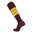 thumbnail image 1 of TCK Elite Baseball Football Long Striped Socks (F) Maroon, Gold, White, 1 of 1