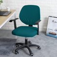 thumbnail image 2 of LAICAIW Housse de Chaise de Bureau Turquoise Résistante à l'Eau Extensible Jacquard Élastique Housses 2 Pcs pour Chaise d'Ordinateur de Bureau Housse Extensible, 2 of 7