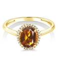 thumbnail image 2 of Gem Stone King 10K Yellow Gold Oval Orange Red Madeira Citrine and Diamond Women Engagement Ring (1.10 Cttw, Gemstone Birthstone), 2 of 6