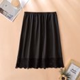 thumbnail image 3 of Tennis Skirts for Women with Shorts New Women Half Slip Ice Silk Underskirt with Lace Hem Petticoat Underskirt Knee-Length Inner Skirt Underwear New Black One Size, 3 of 3