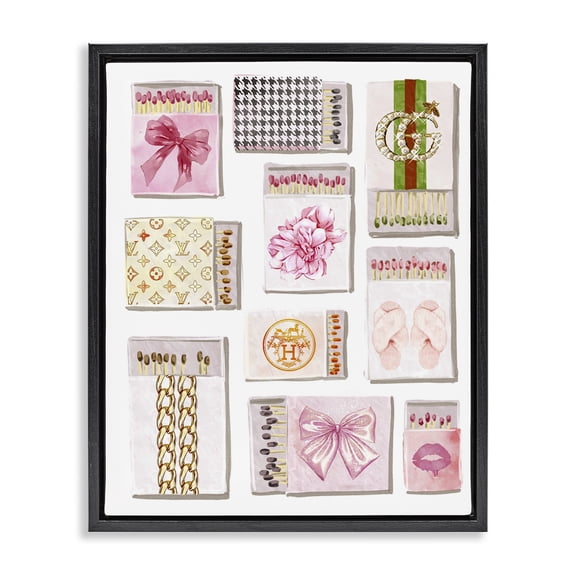 Stupell Industries Contemporary Trendy Glam Match Boxes Black Floating Frame Canvas Art, 17 x 21, by Ziwei Li