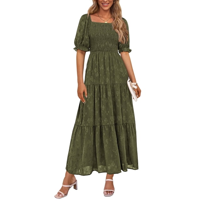 Vestido midi PRETTYGARDEN para mujer 2025, estampado floral, línea A