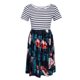 thumbnail image 2 of Vestido a rayas de manga corta con estampado floral a rayas de mujer con bolsillos m 5 # METRO Sunnimix Vestido a rayas con estampado floral, 2 of 8
