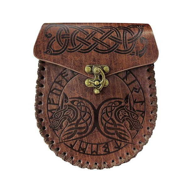 Riñonera Medieval de Piel Sintética, Riñonera en Relieve, Accesorios, Riñonera, Bolsa de Almacenamiento, Monedero Hecho a Mano para Juegos, Cosplay, H , Gurteltasche A Sunnimix Bolsa de almacenamiento