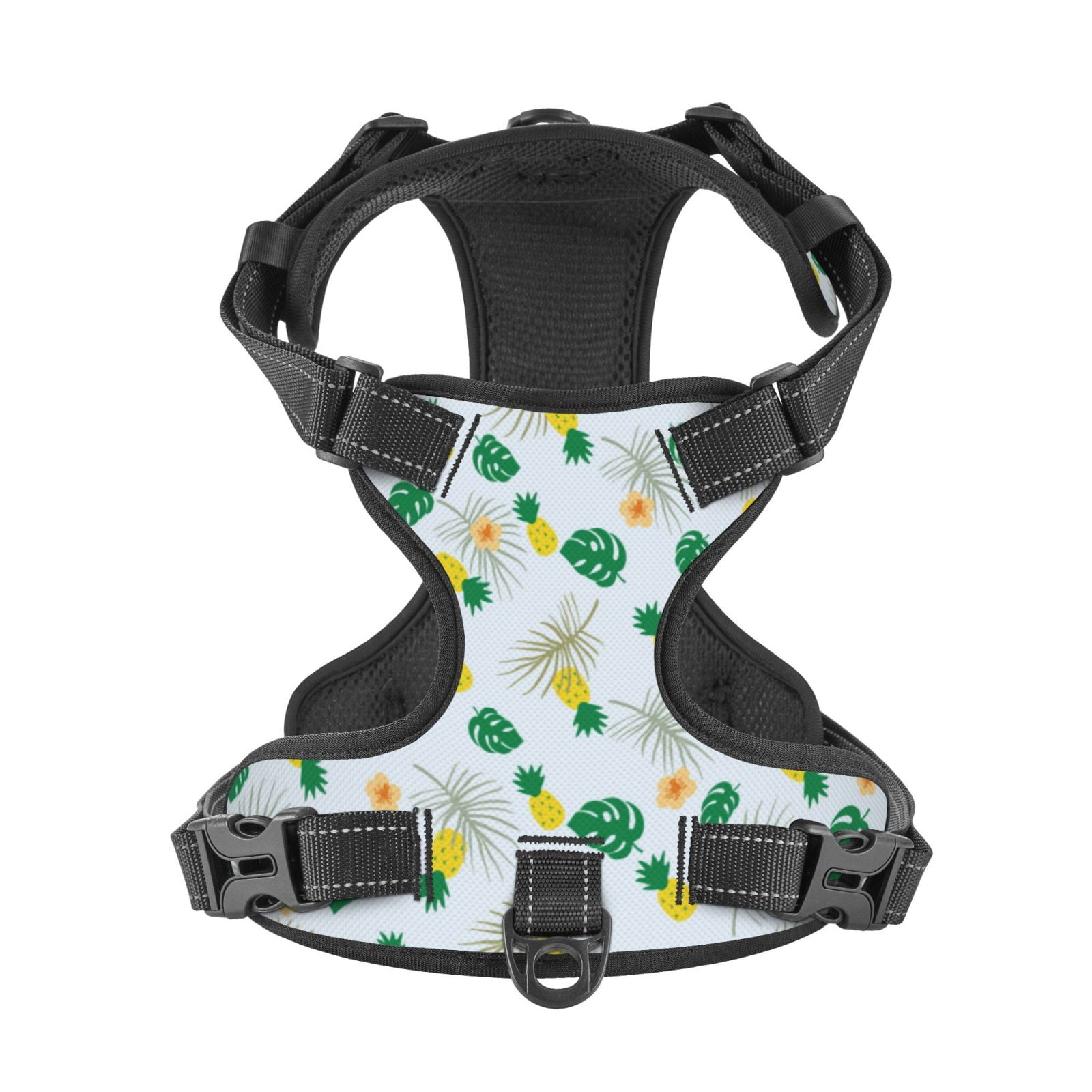 Kdxio Pineapple Print No Pull Dog Harness Adjustable Reflective Oxford Easy Control Medium Large Dog Harness for Training and Everyday-Large