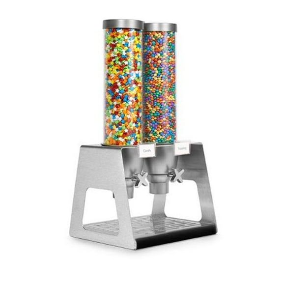 Rosseto Serving Solutions EZ535 Distributeur de Céréales de Table en Acier Inoxydable Double Conteneur, 2.6 Gallons