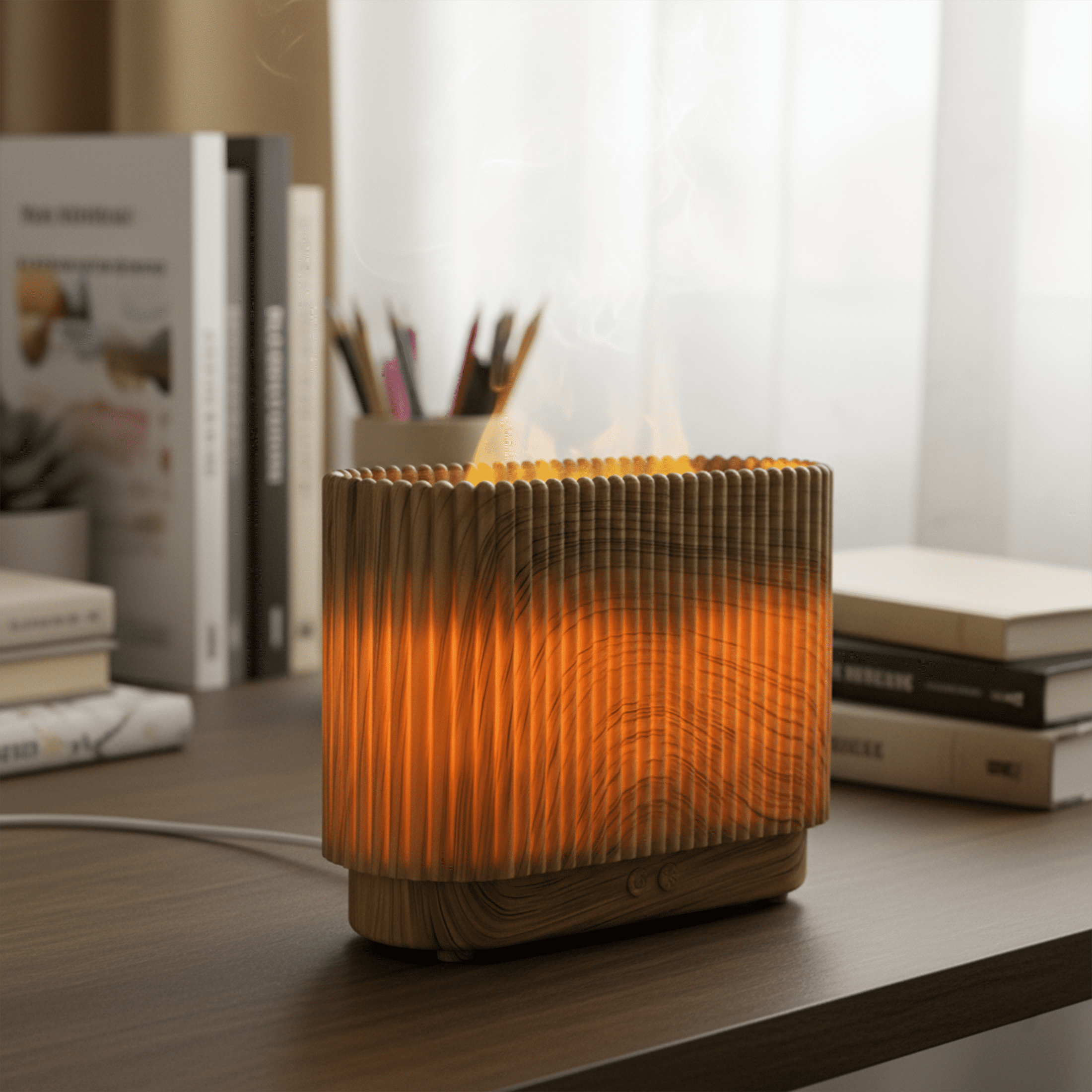 Better Homes & Gardens Ultrasonic Diffuser with Slim Wood Finish, 150ml Capacity