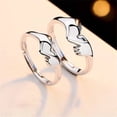 thumbnail image 2 of S925 Silver Rings Love Hand Holding Design Adjustable Opening Unisex Pair For Couples Engagement Jewelry Gifts, 2 of 5