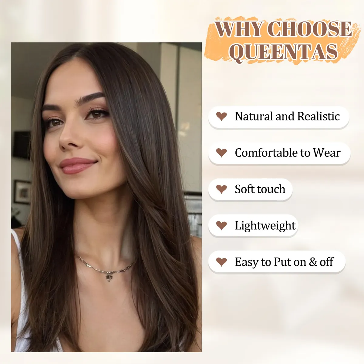 Creamily 30 Inch Brown Synthetic Lace Front Wigs 13x3 Chocolate Brown Wig Long Straight Heat Resistant Fiber Hair Synthetic Wig for Women for Daily Party Use