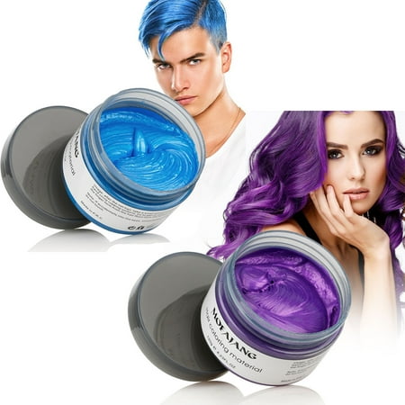 Mofajang Hair Wax 2 Colors Kit Temporary Hair Coloring Styling Cream Mud Dye - Blue,