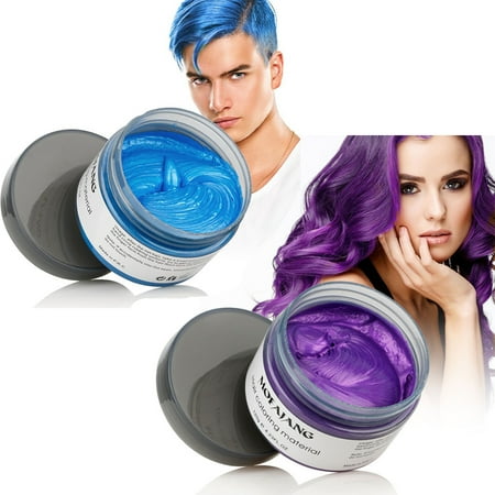 Mofajang Hair Wax 2 Colors Kit Temporary Hair Coloring Styling Cream Mud Dye - Blue, (Best Hair Wax For Women)