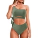 thumbnail image 1 of Trajes de baño Amzcrzy Tankini para mujer, trajes de baño, trajes de baño, bikini, traje de baño con cordones de color sólido para mujer + bañador y traje de baño dividido de moda, verde, XL, 1 of 3