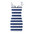 thumbnail image 5 of Women's Summer Dresses V Neck Spaghetti Strap Belt Tie Zip Mini Dress Striped Solid Short Casual Dress with Pockets, 5 of 5