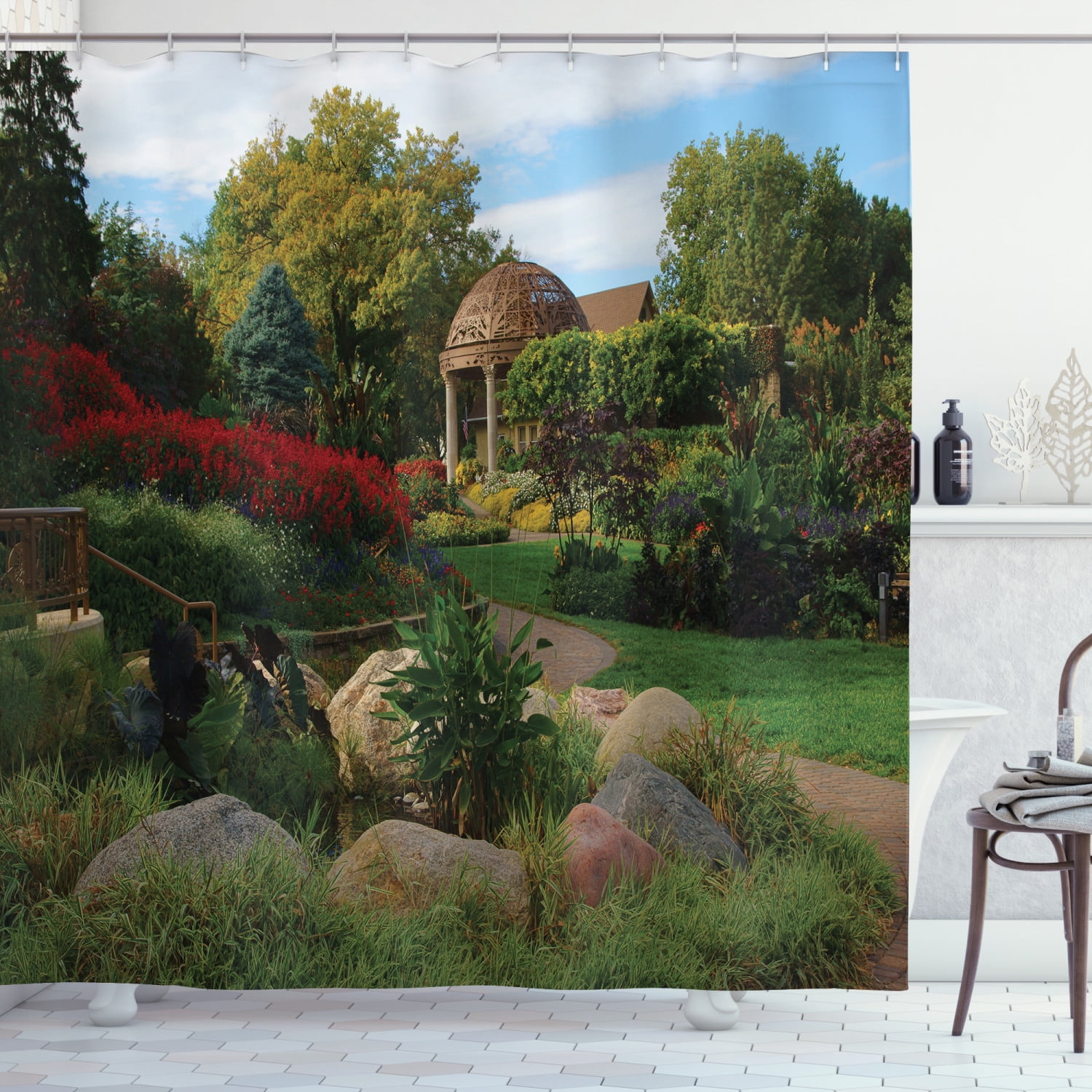 Nebraska Shower Curtain, Picture of a Gazebo at the Sunken Gardens in