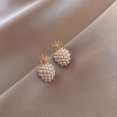 thumbnail image 3 of Faux Pearl Decor Pineapple Stud Earrings Elegant Jewelry Earrings Gift For Girls, 3 of 5