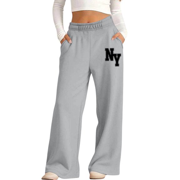 CYRBOKO Girls Sweatpants with Pockets, Soft Relaxed Fit Casual Elastic Waist Girls Wide Leg Pants Size 8 Gray