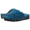 thumbnail image 4 of Jessica Simpson Gema Teal Blue Open Toe Furry Wedge Platform Mule Slide Sandals (5), 4 of 6