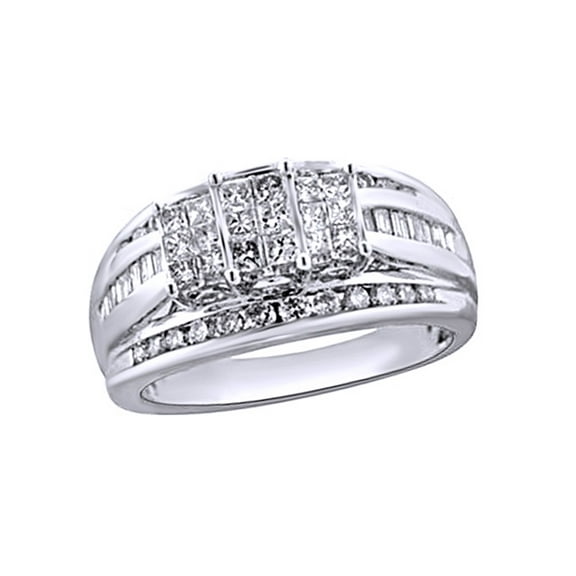 AFFY White Natural Diamond Three-Stone Ring In 10k White Gold (1 Cttw)
