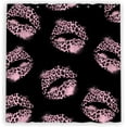 thumbnail image 3 of Pink Leopard Lips Shower Curtain Valentine's Day Love Kiss Cheetah Print Animal Skin on Black Modern Fashion Sexy Girls Women Polyester Fabric Bathroom Curtain with Hooks-72"W x 78"L (Pack of 1), 3 of 6