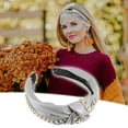 thumbnail image 3 of Unique Bargains 1 Pcs Women Knotted Headbands Fashion Vintage Knotted PU Leather Hair Hoop Hair Accessories Silver Tone, 3 of 7