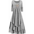 thumbnail image 4 of Robes de Printemps pour Femmes Décontractées Manches 3/4 Longue Robe Évasée Basique Plage Vacances Travail Maxi Robe 2025, 4 of 4