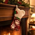 thumbnail image 6 of Pet Christmas Stocking Bone Shaped Paw Print Hanging Sock for Dog Holiday Gift Storage, 6 of 8