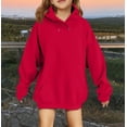 thumbnail image 2 of LTTVQM Teen Girls Oversized Hoodies Fleece School Preppy Pullover Sweatshirts Kids Fashion Casual Outfits Fall Winter Clothes Wine 3-14 Years, 2 of 6