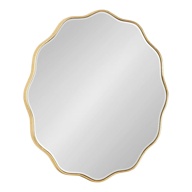Kate and Laurel Viona Modern Scalloped Wall Mirror, 26 Inch Diameter, Gold, Decorative Round Wall Mirror with Unique Rippled Edge and a Glamorous Gold Finish