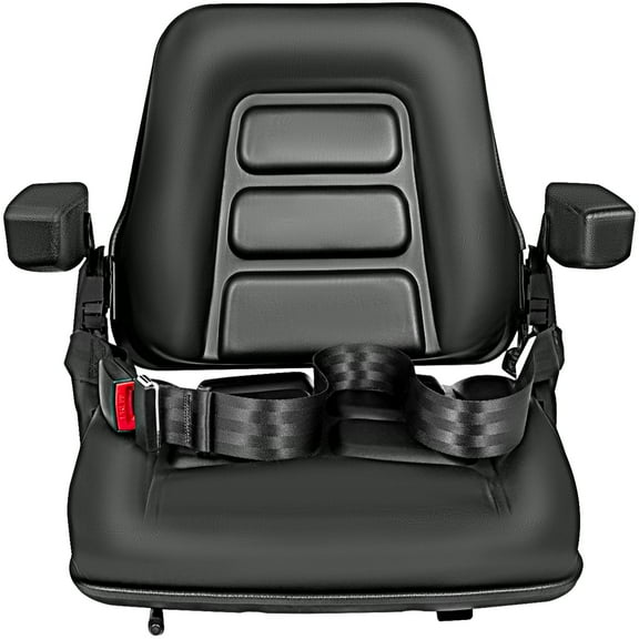 KFFKFF Universal Collapsible Forklift Seat with Pull-Out Safety Strap, Armrest, Customizable Seating for Excavator, Forklift, Tractor, Skid Loader, Backhoe Dozer Telehandler