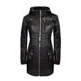 thumbnail image 1 of Michael Kors Mixed Media Black Coat for Women - Poly Filled Long Sleeve Coat - Nylon Women Winter Coat with Adjustable Waist & Front zip Closure - Warm & Comfortable cozy jacket for women, 1 of 3