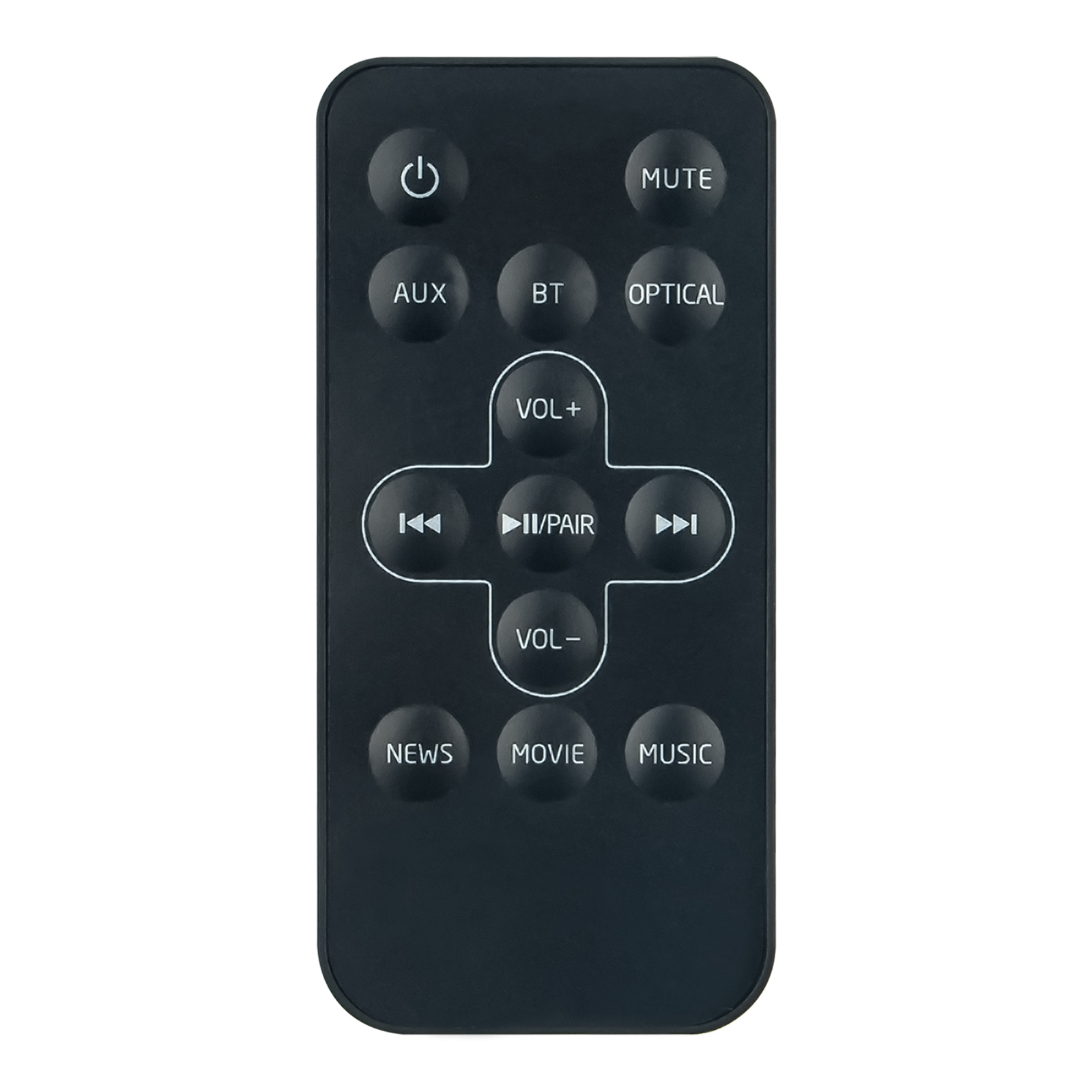 Replacement Remote Control For Polaroid TB285 2.0 / 2.1 Channel Bluetooth Soundbar - IR, Black