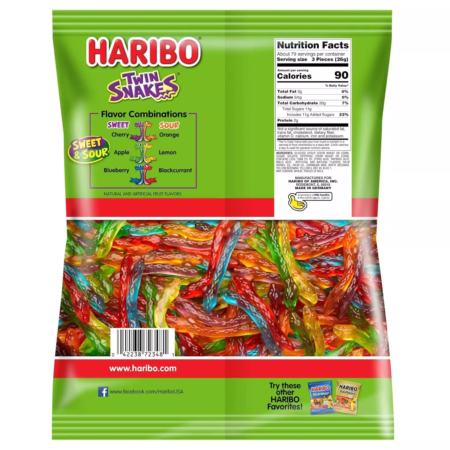 Twin Snakes, Sweet & Sour Gummi Candies, Party Size (4.5 Pound Bag)