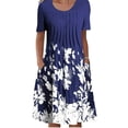 thumbnail image 1 of Robes Soleil Femmes Été Décontracté Manches Courtes Tunique Chemise Midi Robes d'Été pour Femmes Imprimé Marguerites Robe Grande Taille pour Femmes Col Robe de Collation des Grades, 1 of 5