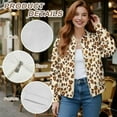 thumbnail image 7 of SCRAWLGOD Leopard Print Brown Beige Women's Crewneck Zip up Long Sleeve Jacket with Pockets Running Sweatshirts Jackets Hoodless Stylish Soft Lightweight Coat, XXL, 7 of 7
