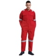 thumbnail image 3 of inhzoy Men's Long Sleeve Work Coveralls Jumpsuits Mechanic Uniform Lightweight Reflective Safety Workwear Red 3XL/185, 3 of 7