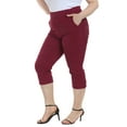 thumbnail image 5 of HDE Women's Plus Size Pull On Capris with Pockets Cropped Pants Burgundy 2X, 5 of 6