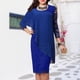 thumbnail image 5 of Vestido Formal Vestido ajustado con cuello redondo Vestido de cóctel elegante para mujer Traje de vacaciones de color sólido Kuymtek Azul T M para Mujer, 5 of 5
