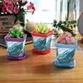 thumbnail image 6 of HemaKayy Decorative Planter Pot Set - Perfect for Small Plants - Colorful Design With Drainage Hole - Ideal for Home and Garden Decor - Set of 8 - Unique Marble Texture, 6 of 6